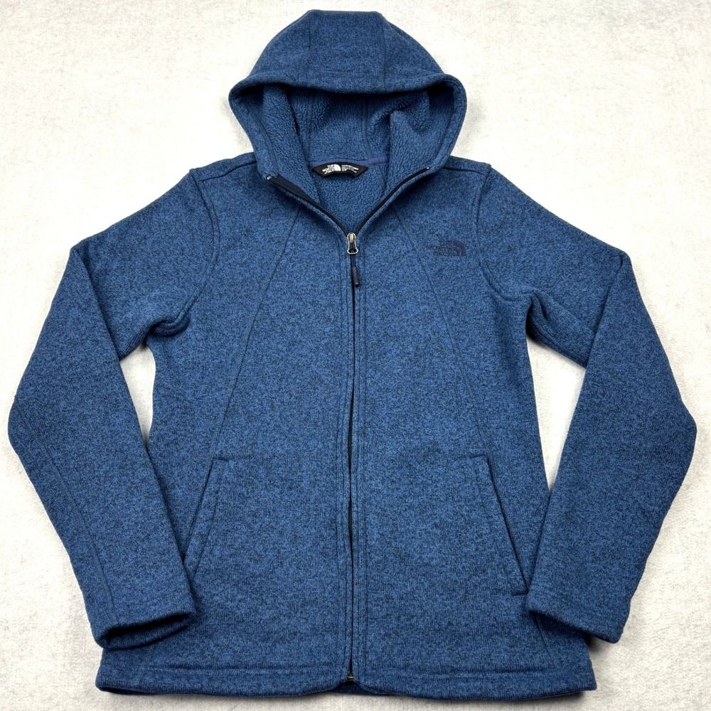 The North Face Womens Small Crescent Full Zip Hoodie Fleece Jacket Blue NF0A2TEL